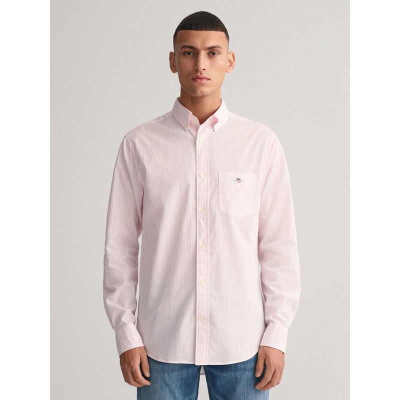 GANT Men Pink Striped Button-down Collar Full Sleeves Shirt (S)