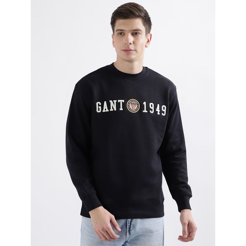 GANT Black Round Neck Pullover Sweatshirt (S)
