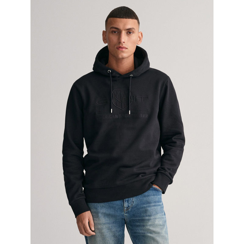 GANT Black Hooded Pullover Sweatshirt (S)