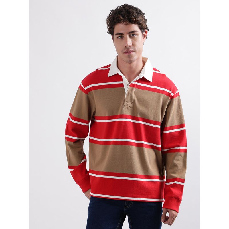 GANT Striped Polo Collar Cotton T-Shirt (XL)