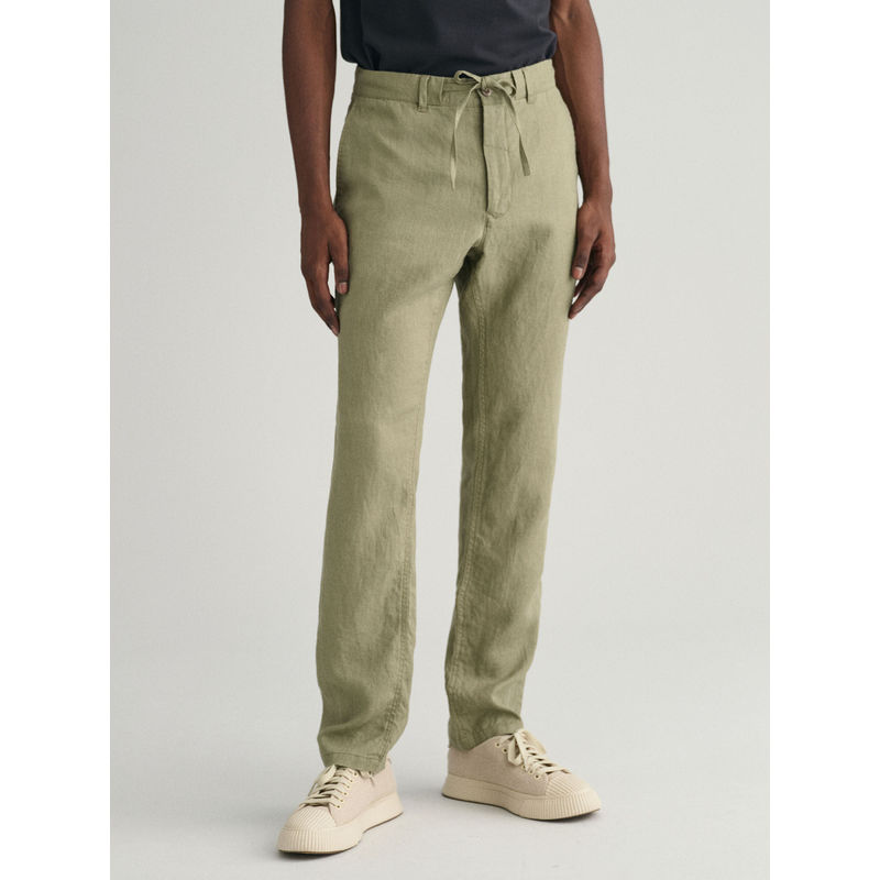 GANT Men Olive Solid Relaxed Fit Trouser (36)
