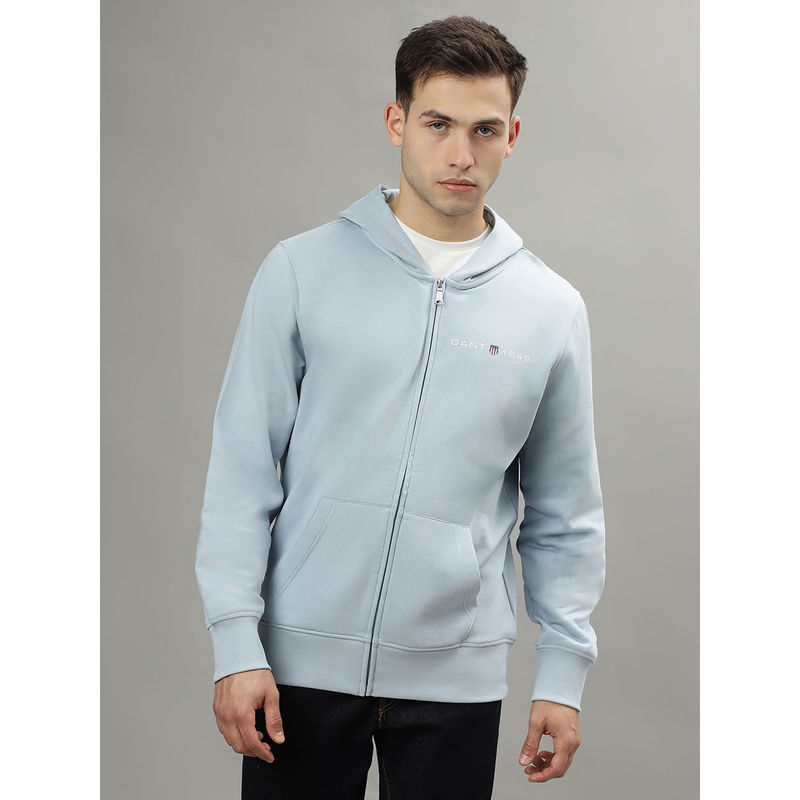 GANT Men Blue Solid Long Sleeves Hoodie (M)