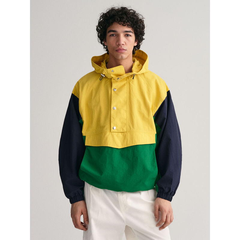 GANT Men Multi-Color Colorblock Hooded Bomber Jacket (S)
