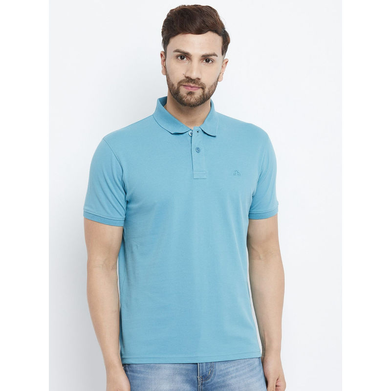 98 Degree North Men Solid Polo Collar Cotton Lycra T-Shirt Has A Short Sleeves Logo Embroidery (S)