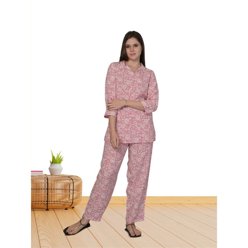 MAYSIXTY Rayon Pink Printed Co-Ord (Set of 2) (L)