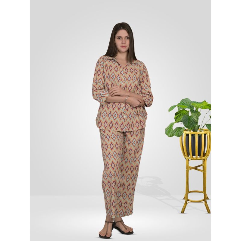 MAYSIXTY Rayon Multi-Color Printed Co-Ord (Set of 2) (XL)