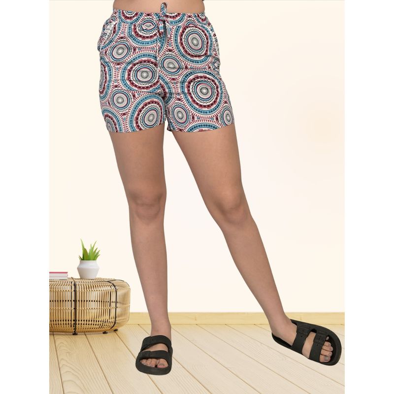 MAYSIXTY Women Pure Rayon Printed Multi Regular Shorts (M)