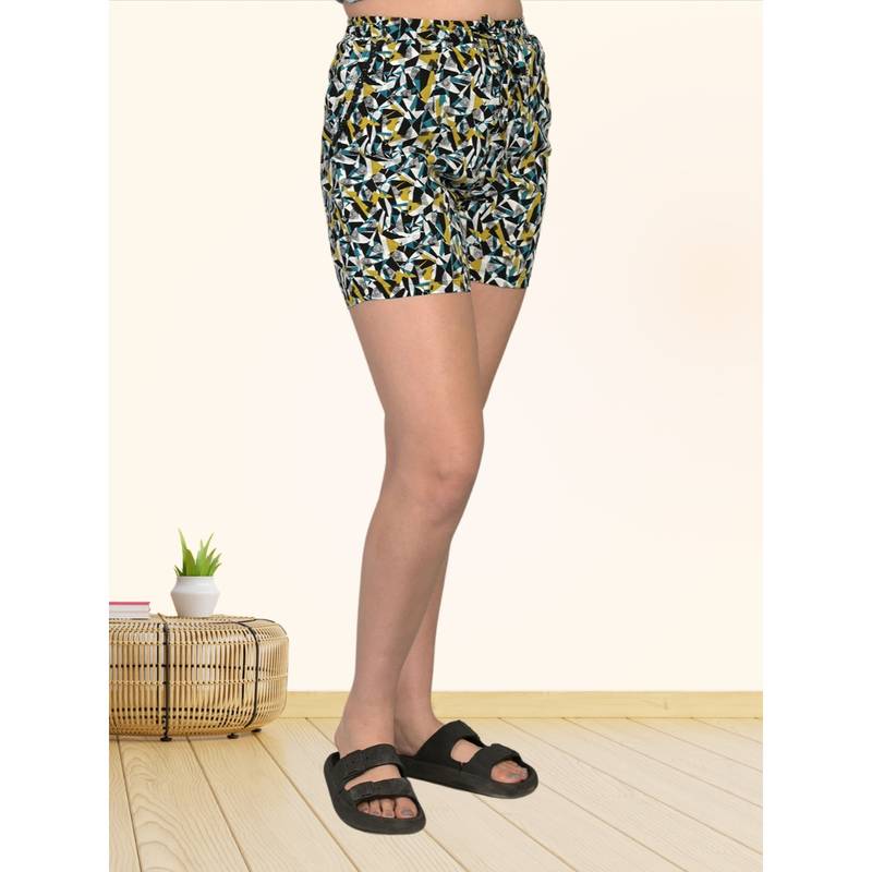 MAYSIXTY Women Pure Rayon Printed Multi Regular Shorts (S)