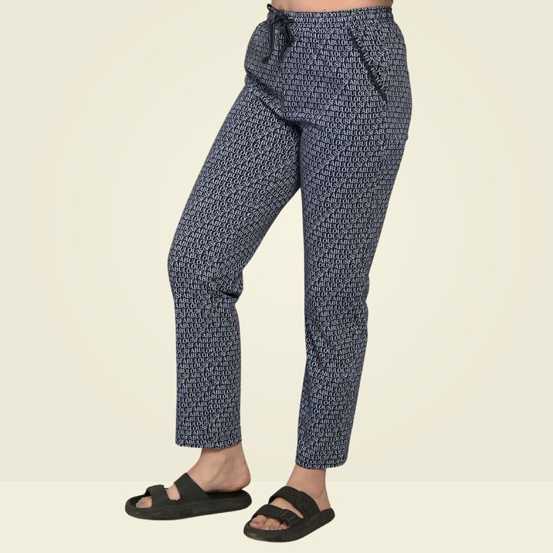 MAYSIXTY Women Pure Soft Cotton Printed Black Regular Pyjama (M)