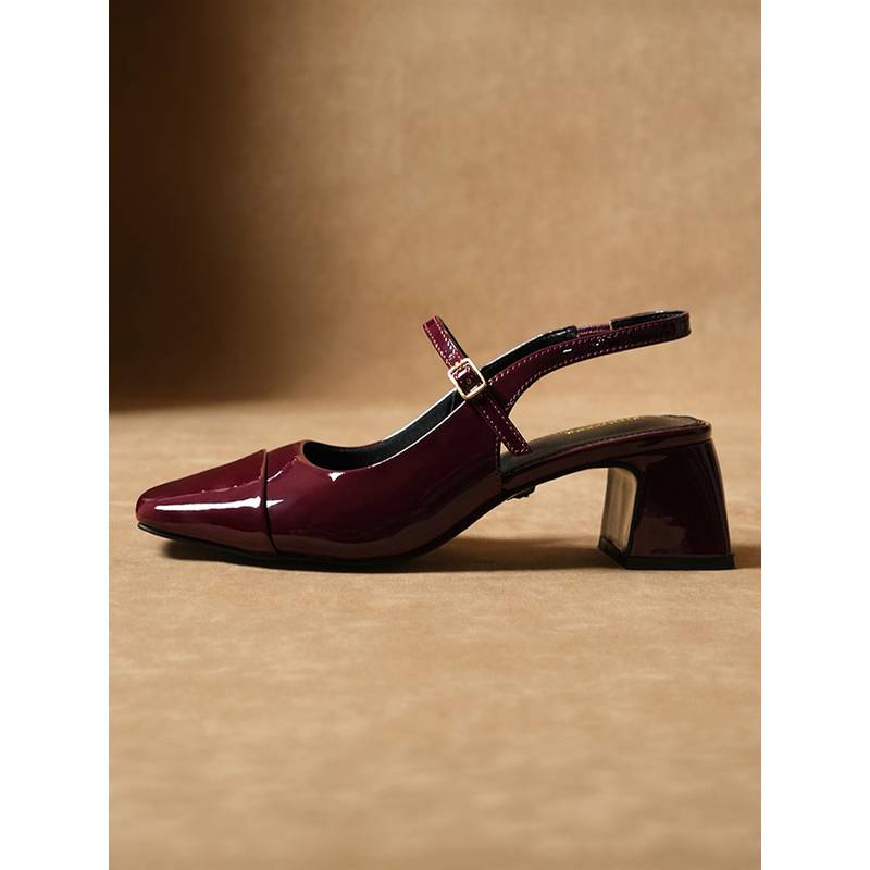 Theater Women Twiggy Piggies Wide Feet Maroon Block Heels (EURO 35)