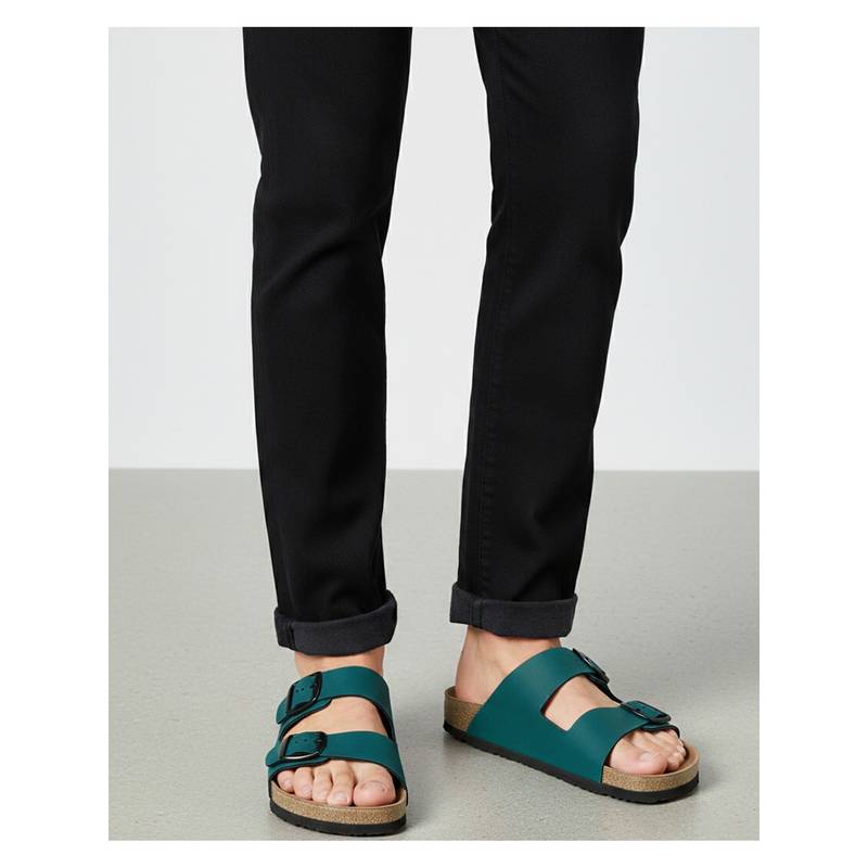 Bewakoof Men Forest Green Double Strap Sandals (UK 7)