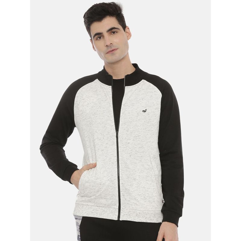 3PIN Men White & Black Colourblocked Sweatshirt (XL)