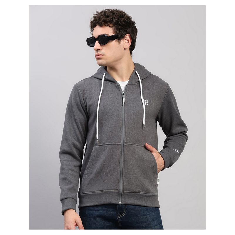 Rock.it Men Regular Fit Solid Winter Grey Hoodie (L)