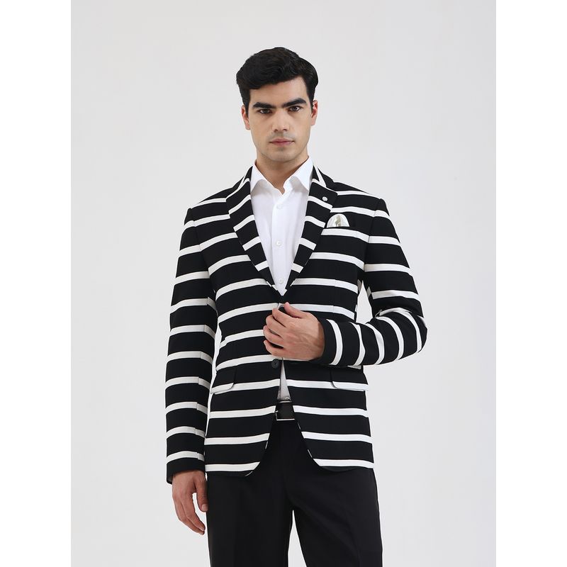 JB Studio Men Striped Black Blazer (38)