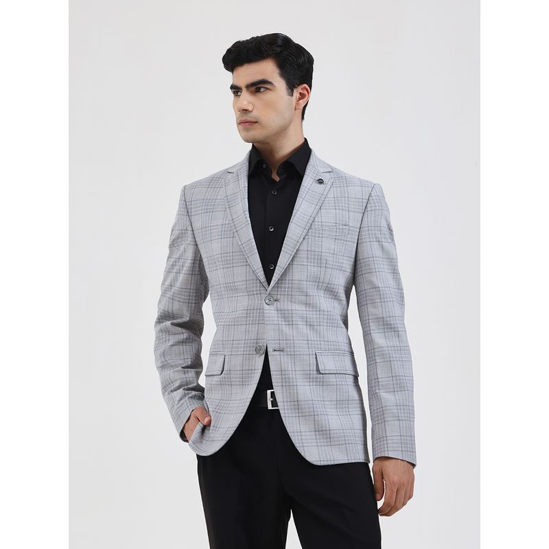 JadeBlue Men Checked Grey Blazer (40)