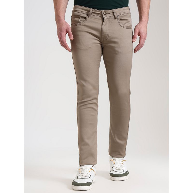 Greenfibre Men Washed Slim Fit Khaki Jeans (28)