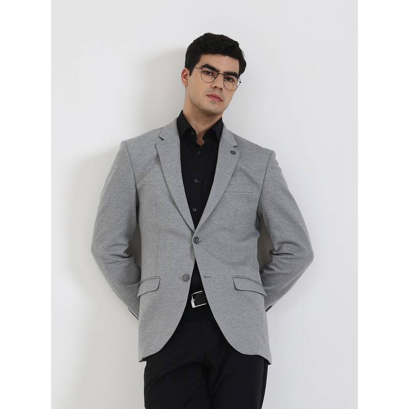 JB Studio Men Textured Grey Blazer (38)