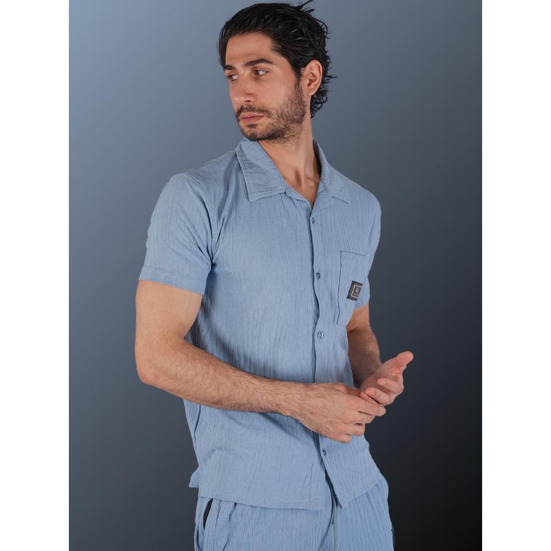 BOTABOCHI Men Abstract Textured Summer Friendly Half Sleeve Co-Ord (Set of 2) (M)