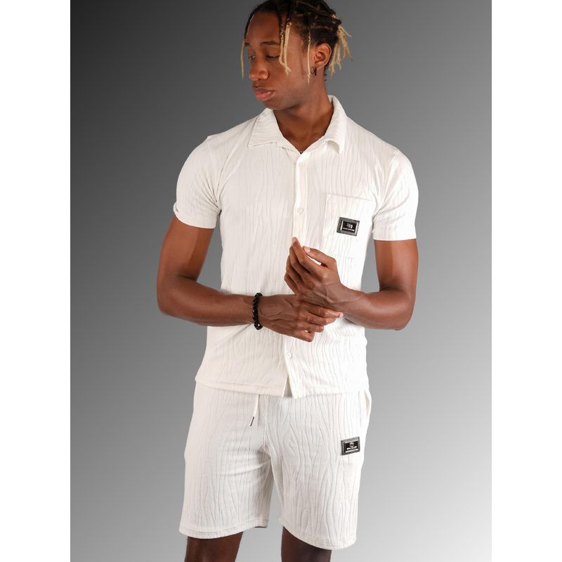 BOTABOCHI Men Abstract Textured Summer Friendly Half Sleeve Co-Ord (Set of 2) (M)