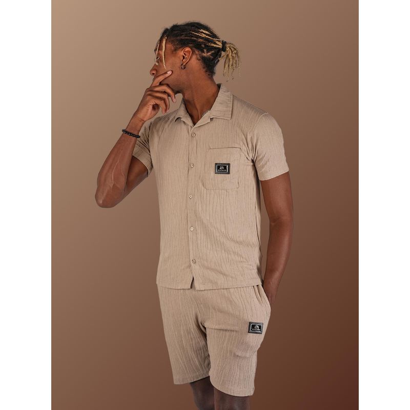 BOTABOCHI Men Abstract Textured Summer Friendly Half Sleeve Co-Ord (Set of 2) (M)