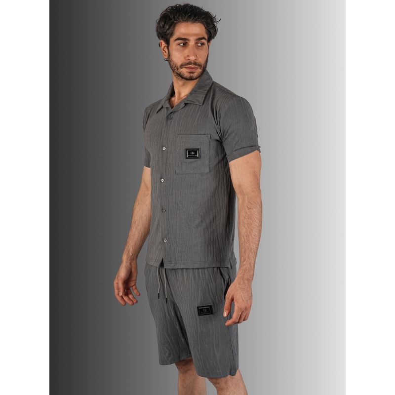 BOTABOCHI Men Abstract Textured Summer Friendly Half Sleeve Co-Ord (Set of 2) (L)