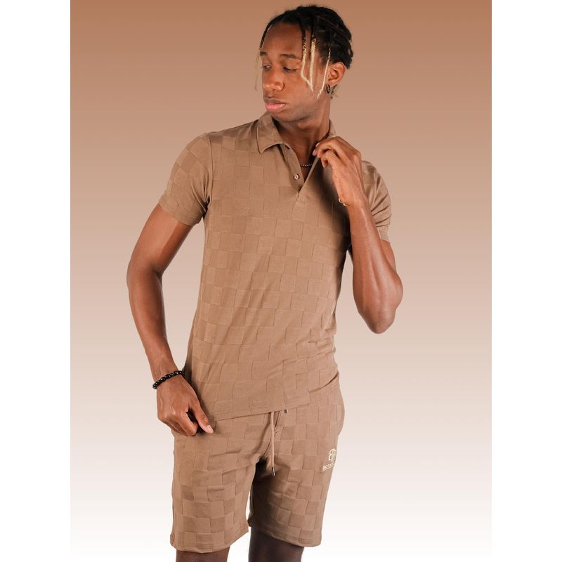 BOTABOCHI Men 3D Square Textured Half Sleeve Co-Ord (Set of 2) (M)