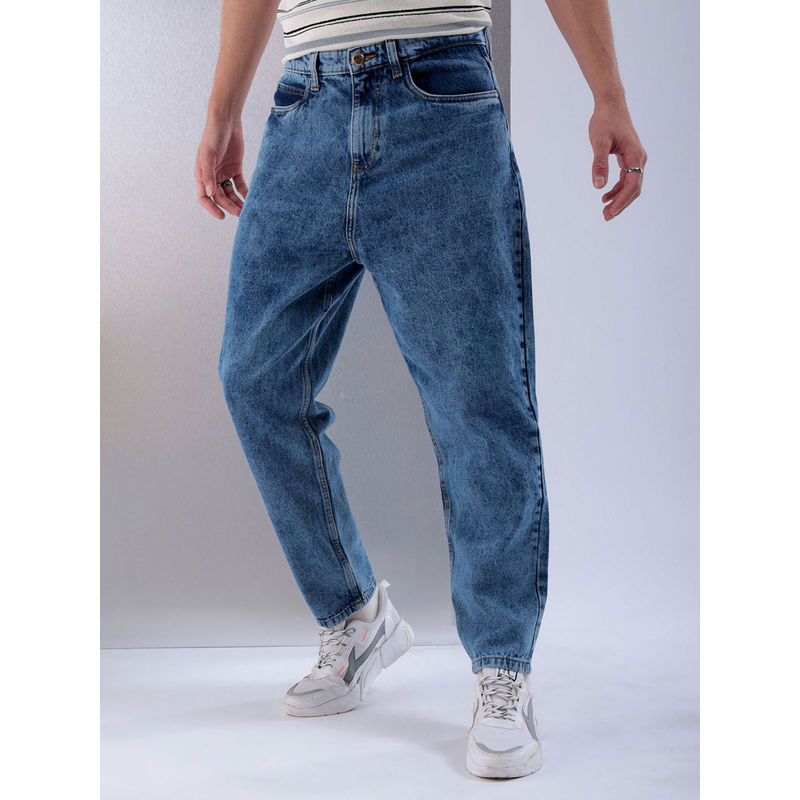 The Indian Garage Co Men Loose Tapered Solid Mid Rise Jeans Blue (30)