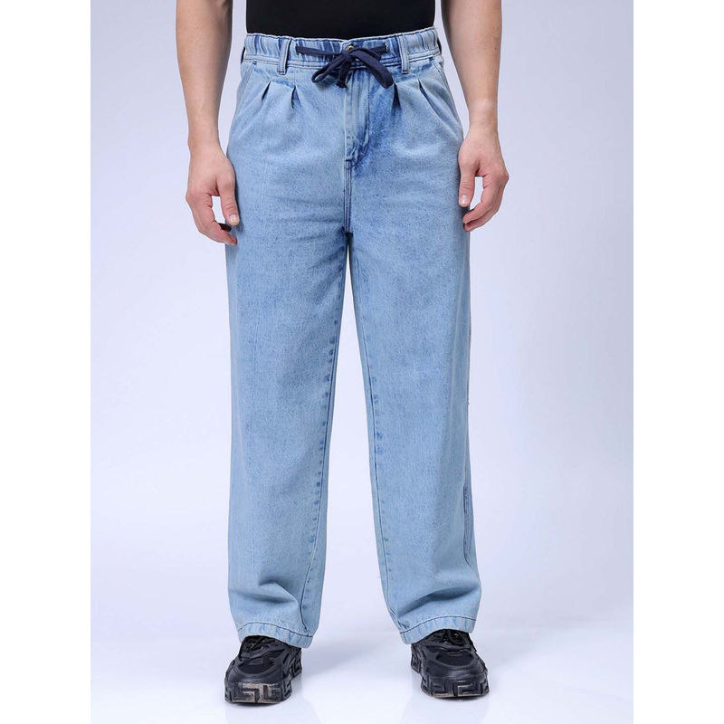 The Indian Garage Co Men Relaxed Fit Solid Mid Rise Denim Jeans Blue (36)