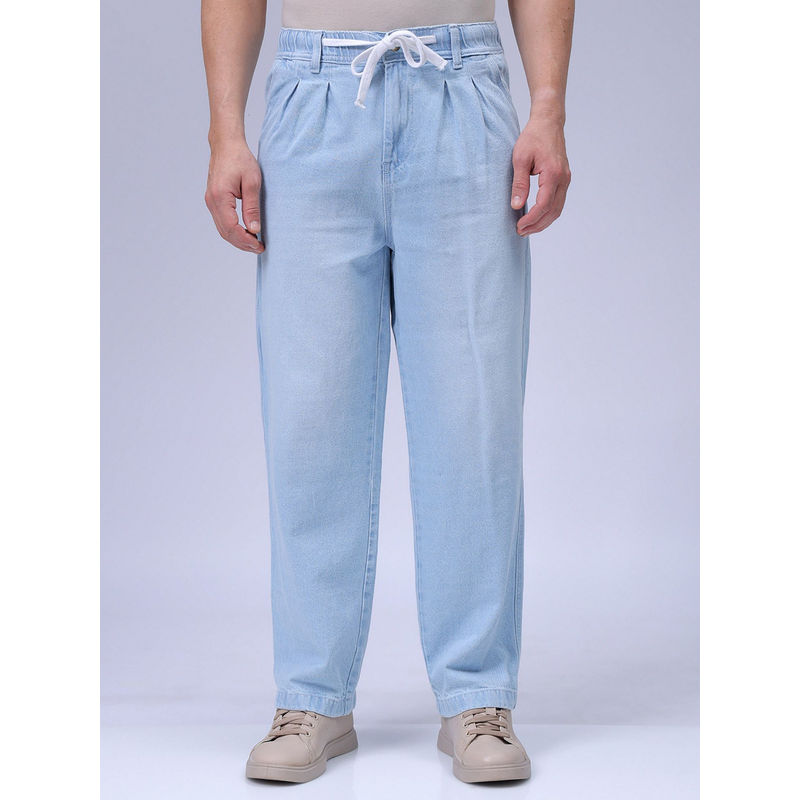The Indian Garage Co Men Relaxed Fit Solid Mid Rise Denim Jeans Blue (32)