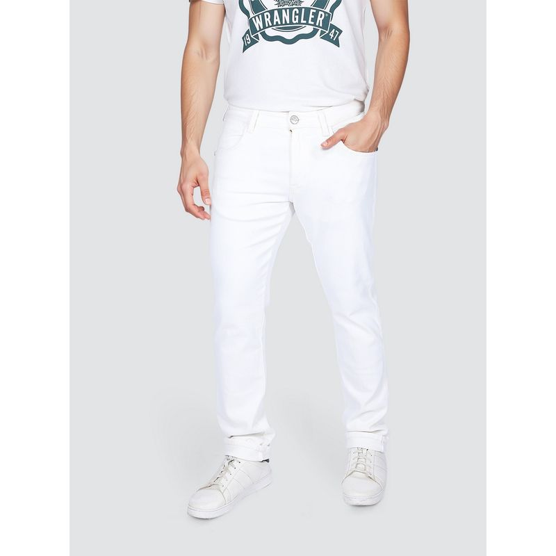 Wrangler Men White Millard Regular Fit Mid Rise Jeans (36)