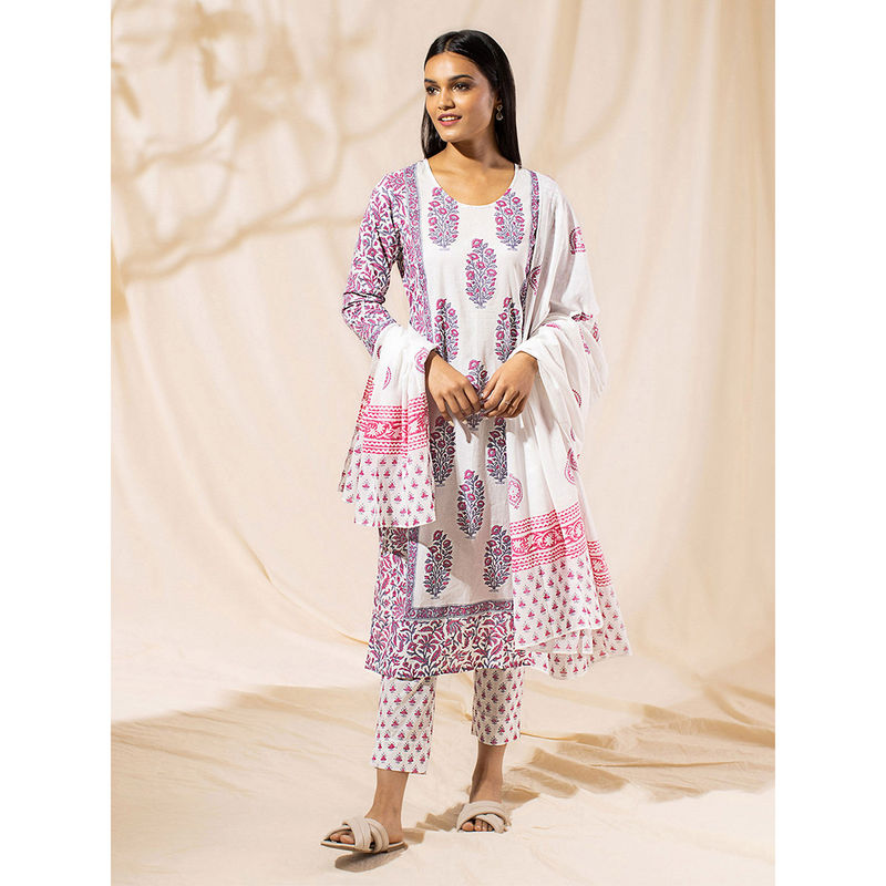 Likha by Nykaa Fashion White Salwar Suit Set (L)