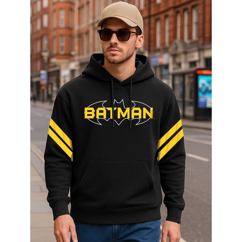 Bewakoof Official DC Men's Black Batman Graphic Printed Oversized Hoodies (L)