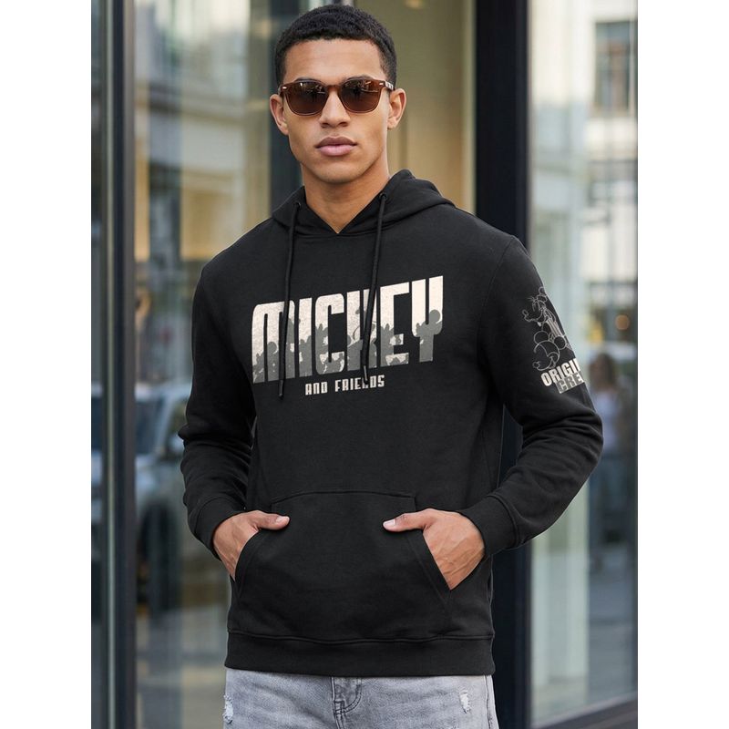 Bewakoof Official Disney Men's Black Mickey N Friends Graphic Printed Hoodies (M)