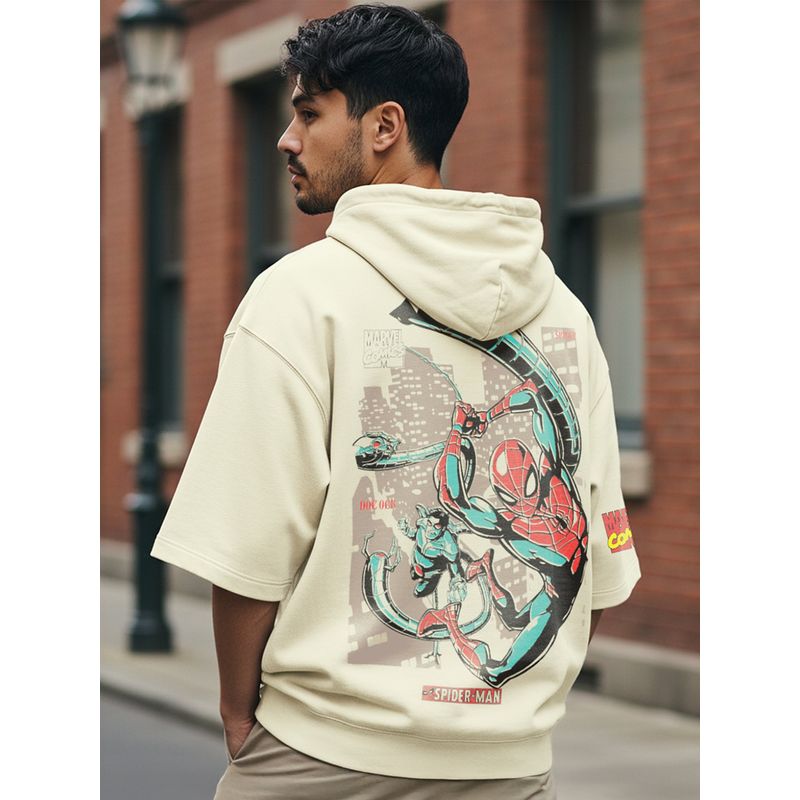 Bewakoof Beige Terry Half Sleeves Hoodie (S)