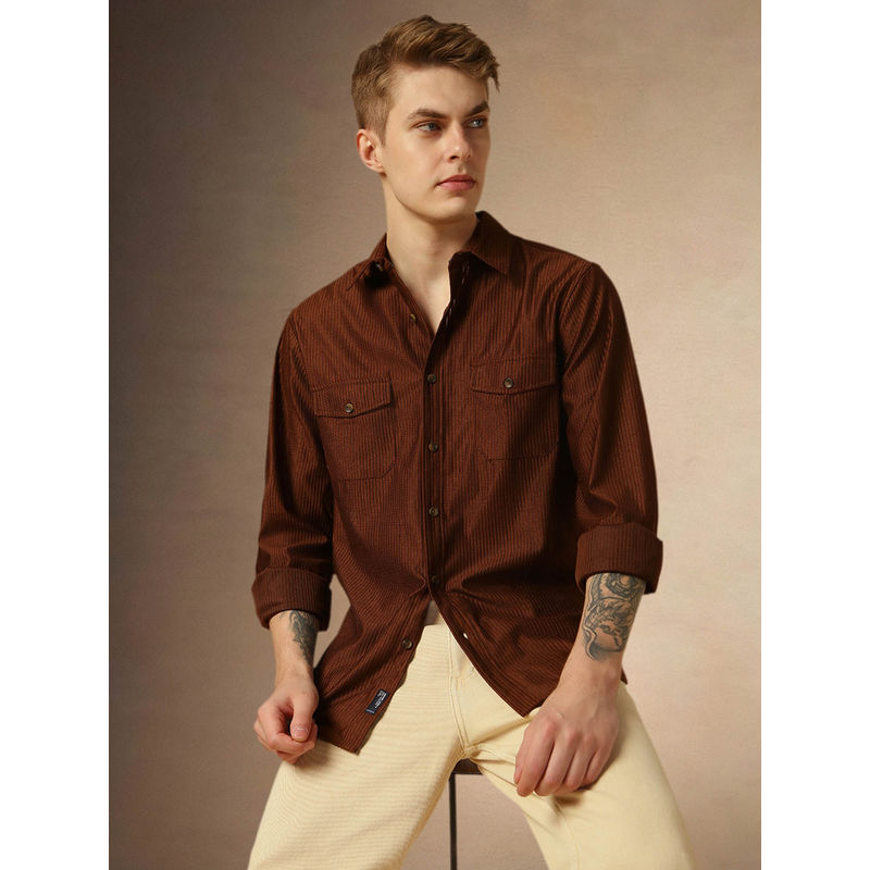 Dennis Lingo Full Sleeve Spread Collar Solid Relaxed Fit Men Shirt (44)
