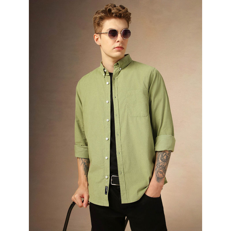 Dennis Lingo Men Relaxed Fit Cotton Full Sleeves Solid Casual Shirt (44)