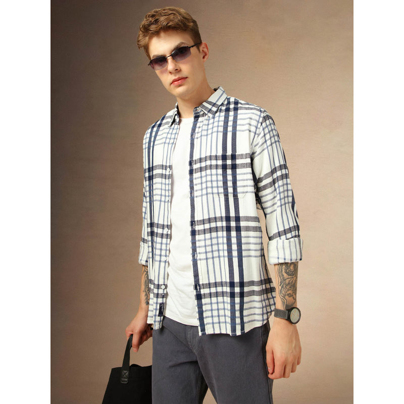 Dennis Lingo Men Regular Fit Cotton Full Sleeves Checks Casual Shirt (44)