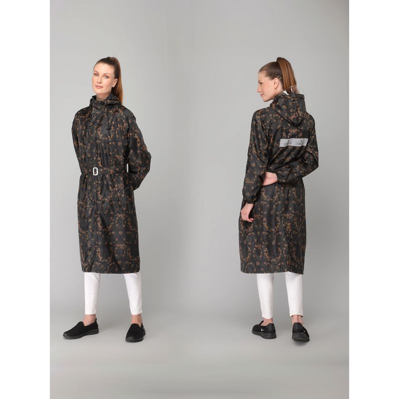 The Clownfish Womens Polyester Raincoat- Black (Set of 2) (2XL)