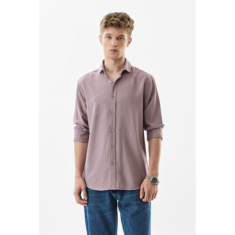 Snitch Slim Fit Plain Mauve Shirt (XL)