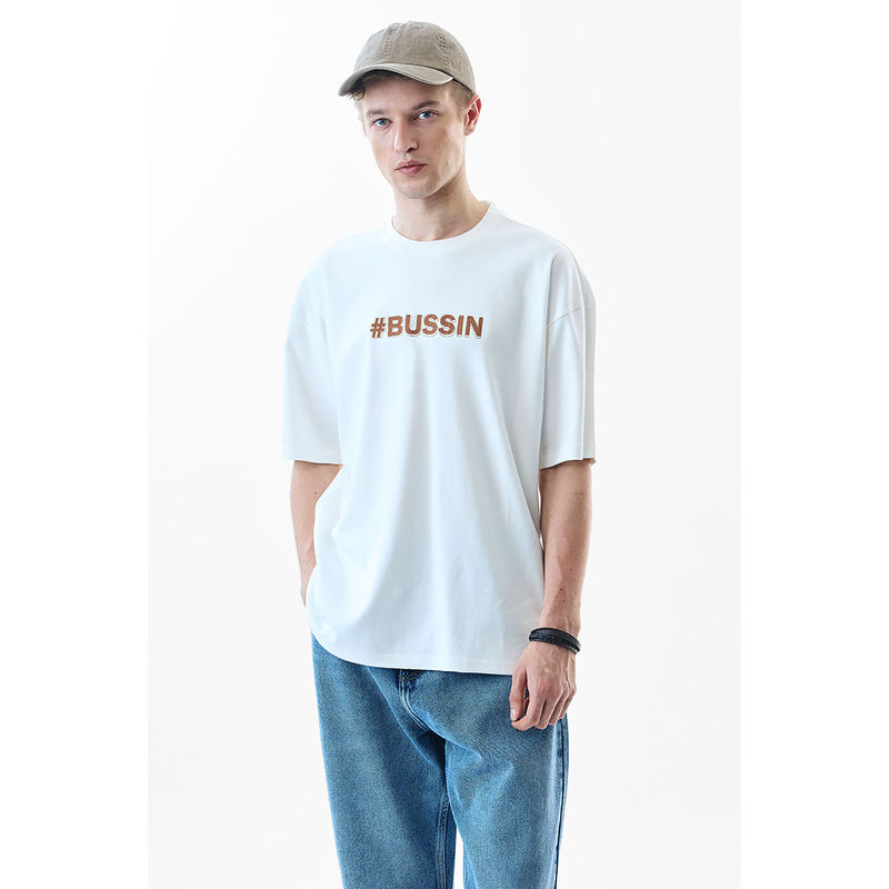 Snitch Oversized Fit Cotton Bussin White T-Shirt (M)