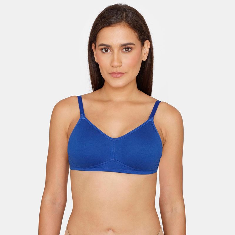 Zivame Beautiful Basics Non-Wired Full Coverage Backless Bra - Sodalite Blue (34D)