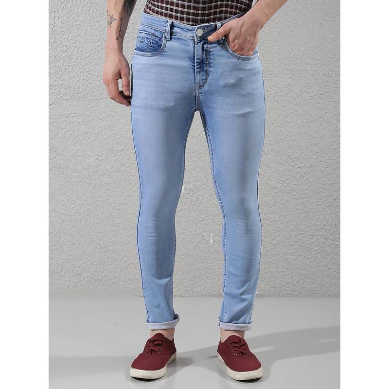CRIMSOUNE CLUB Confident Style Men's Sky Blue Skinny Jeans (28)
