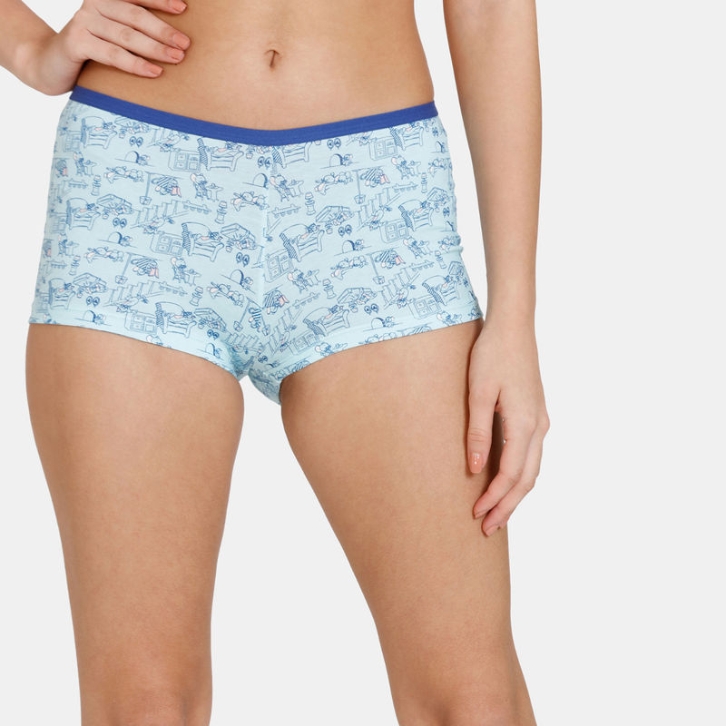 Zivame Tom & Jerry Low Rise Full Coverage Boyshort Panty Clearwater (M)