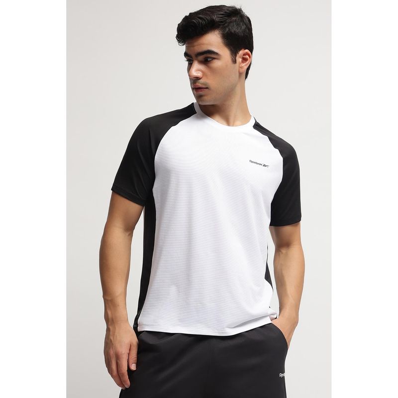 Reebok Men White Colorblock T-Shirt (M)