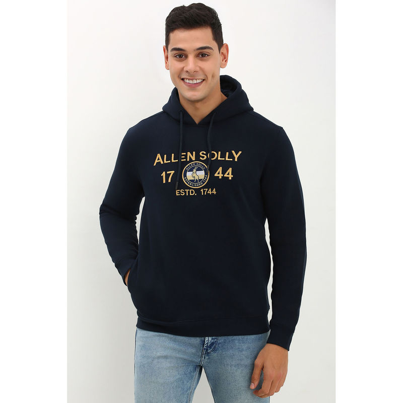 Allen Solly Men Navy Hooded Neck Full Sleeves Casual Hoodie (S)