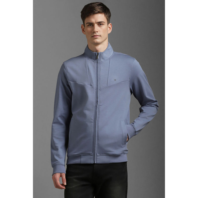 Louis Philippe Men Casual Grey Solid Jacket (XL)