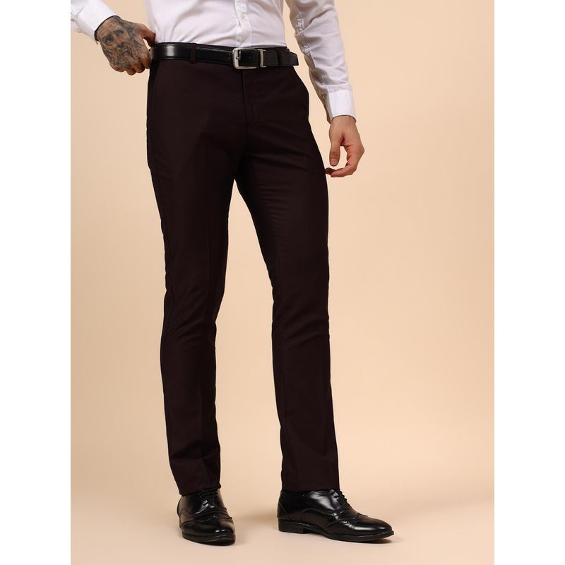 Cantabil Mens Wine Regular Fit Formal Trouser (32)