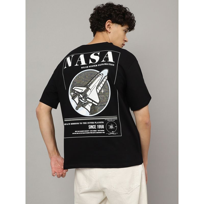 Free Authority Nasa Graphic Print Loose T-Shirt Black (M)