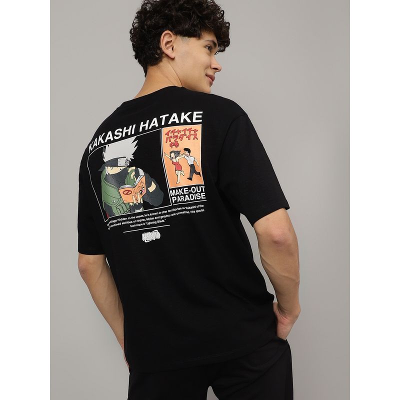 Free Authority Naruto Graphic Print Loose T-Shirt Black (L)