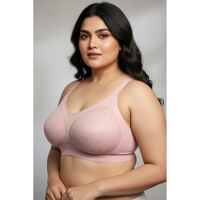 Zivame Pink True Curve Padded Non Wired Full Coverage Super Support Bra (L)